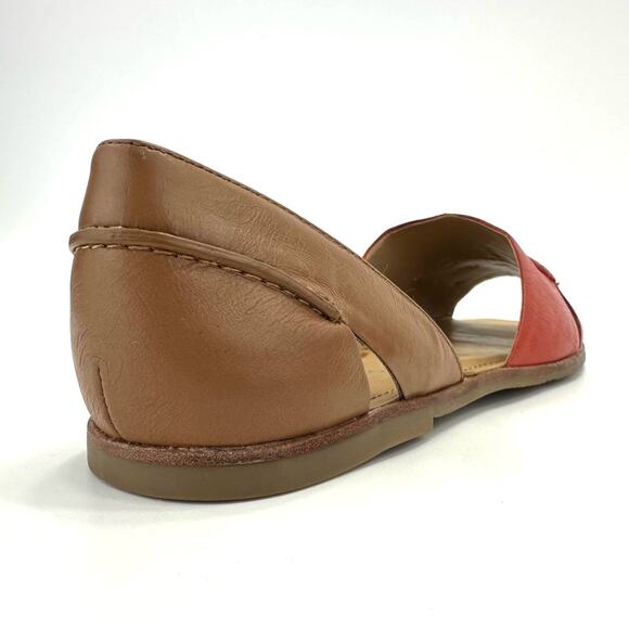 Franco Sarto Vivace Flat Sandal Sz 9.5 Orange & Tan Leather Open Toe Padded New - Picture 9 of 14